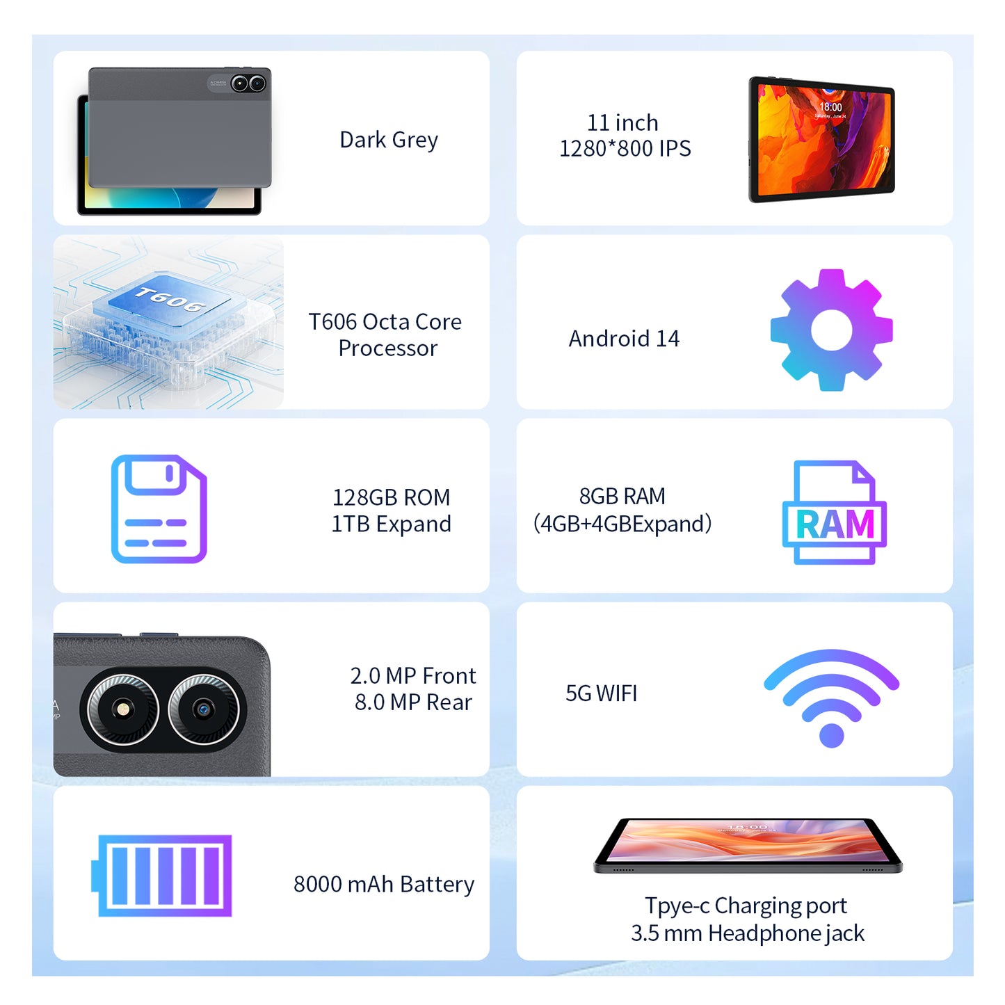 ICON Technologies™ SIM60S - 11" Android Tablet for Students and Professionals